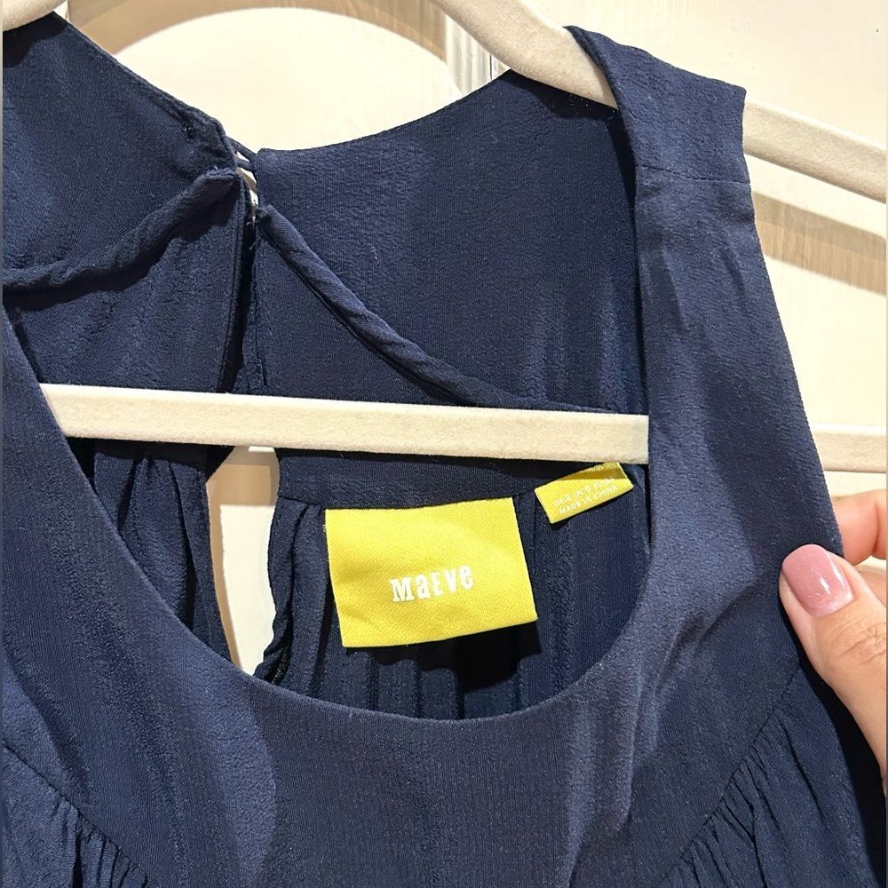 Anthropologie Maeve Navy Cold Shoulder Ruffle Top Romantic Coquette Size 2 & 4 - Picture 5 of 10